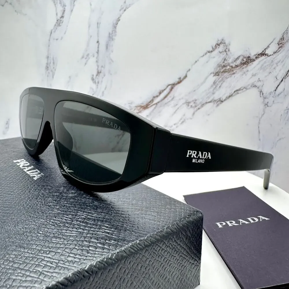 New PRADA Sunglasses Black Gray Lens 57-13-140 Authentic Prada - Picture 1 of 16